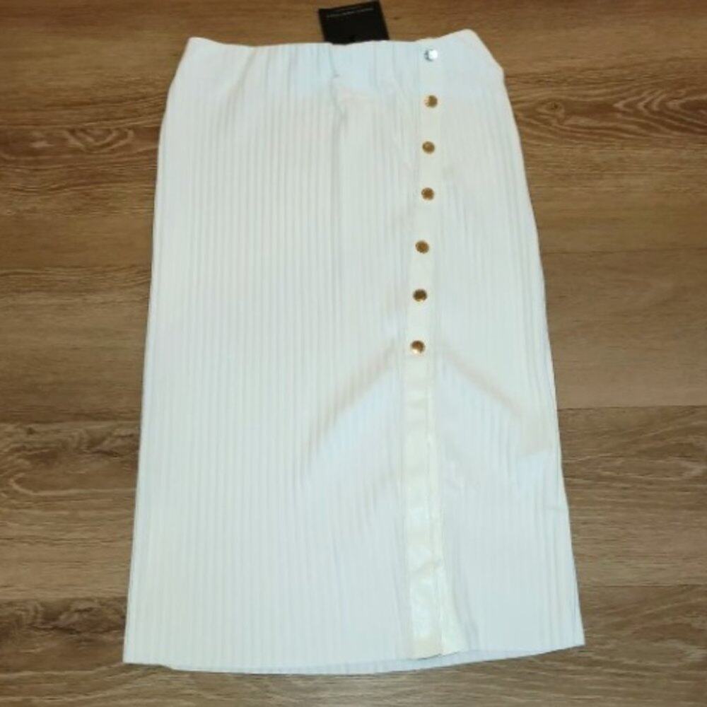 Marc New York Andrew Marc Stretchy Ribbed Pencil Skirt with Side Slit Womens XS